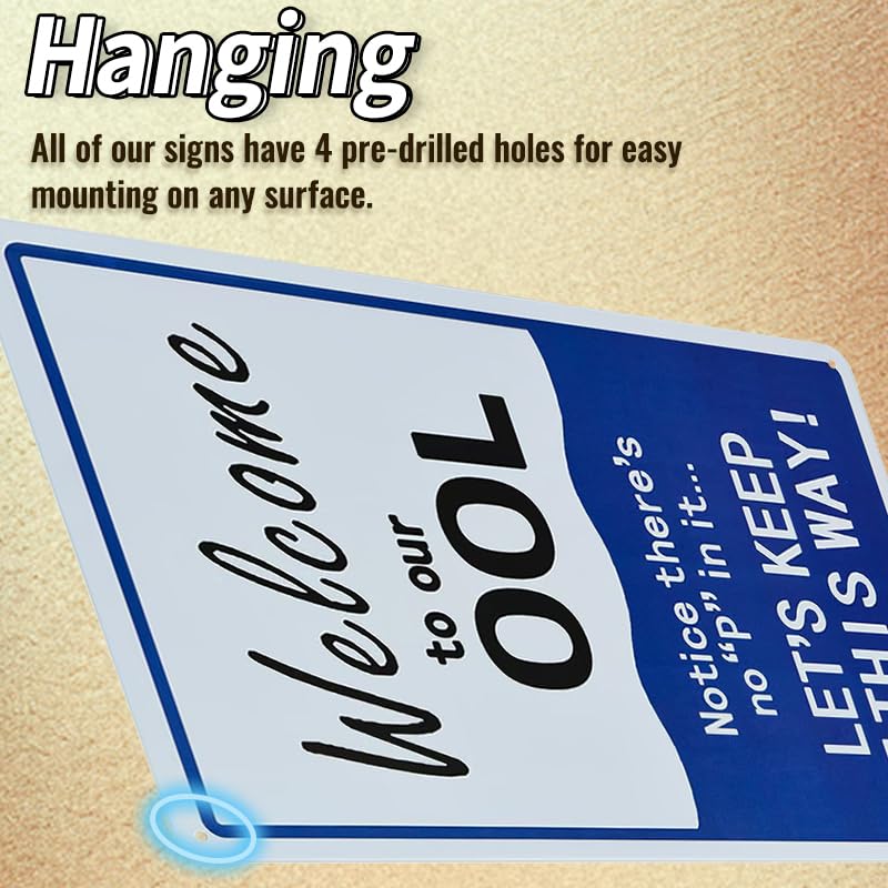 Yunuo 4 Pack Pool Rules Sign Warning Sign Rustic Vintage Metal Tin Poster Outdoor Wall Plaque Wall Art (A) - Image 5